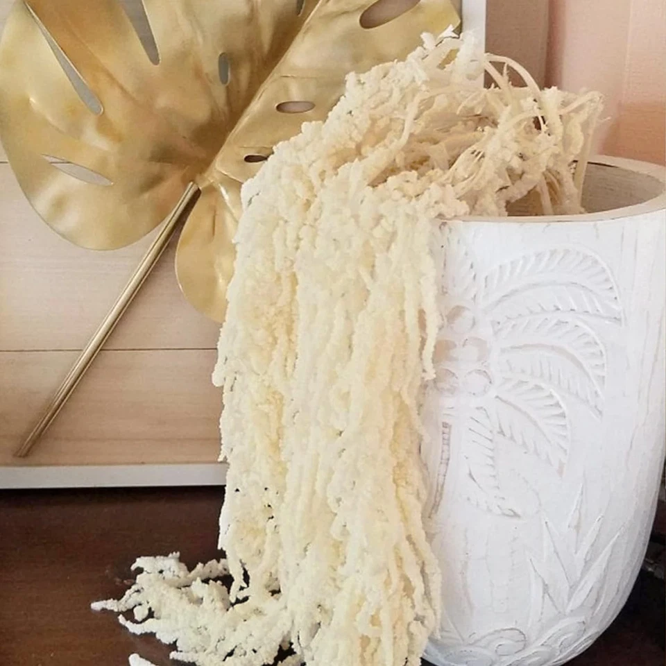 Flores colgantes de vid de glicinia 5 piezas blanco crema seco preservado decoración de boda Foto 2 de 4