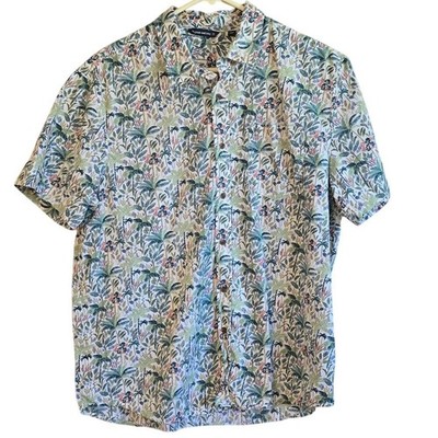 Mountain and Isles tropical tree button down shirt mens size XL