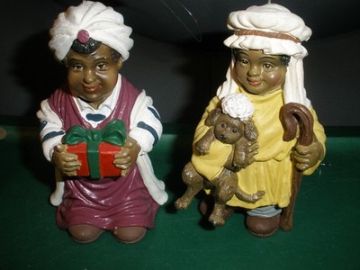 Lot of 2 Silvestri Ornaments African American Shephard & Wiseman 4'' Tall (N22)
