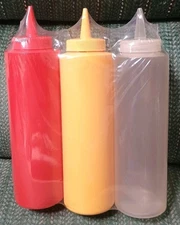 Squeeze Bottle Set 3 pk Ketchup Mustard Mayo Condiment Plastic Dispenser 12oz