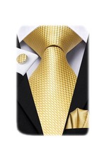 Men 63 Inch Tie Set Extra Long Necktie Paisley Pocket Square Cufflinks Tall