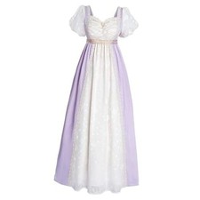 FCCAM Regency Dresses for Women Floral 1800s Regency Era Large Light Purple