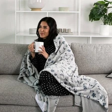 Brookstone Heated Coziest Decorative Electric Throw Blanket Boucle
