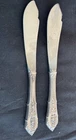2 WLLACE ROSE POINT Sterling Silver Hollow Handle MASTER BUTTER KNIVES 6 3/4"