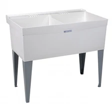 E L Mustee And Sons Inc 27F 40 in. X 24 in. X 34 in. White Double Bowl Laundr...