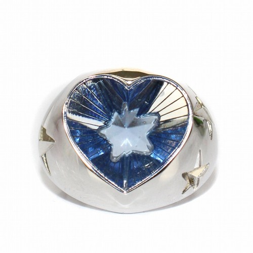 Baccarat Lorenz Baumer Etoile de mon Coeur Ring Crystal Heart Star Ag925 Silver