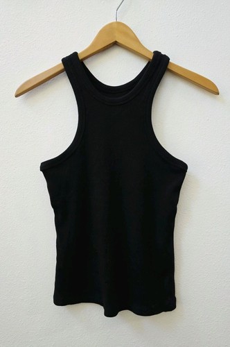 Everlane Black Ribbed Racerback Tank Top Organic Cotton Blend Women's Size XS