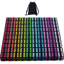 AUSTOR 100 Pieces Black Dice with Colorful Pips 6 Sided Square Corner Dices Come