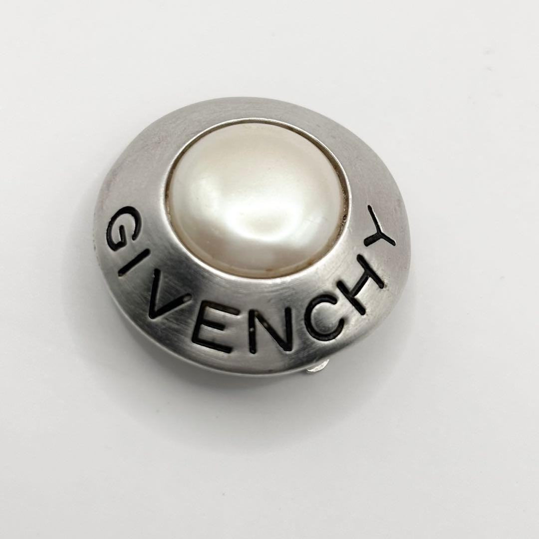 GIVENCHY Pearl Earrings Circle Logo Silver GP Vintage Rare Limited Japan thumbnail 11