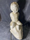 Boy Riding Fish Garden Statue White Moss 20x20x10 Fiberglass Lawn Art Decoration — photo 3