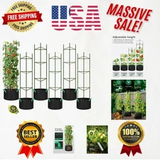 Vertical Gardening Made Easy: 6 Tomato Cages with 10 Gallon Non-woven Grow Bags