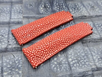 20mm/16mm Polished Stingray Leather Watch Band   Pearls Exotic Leather