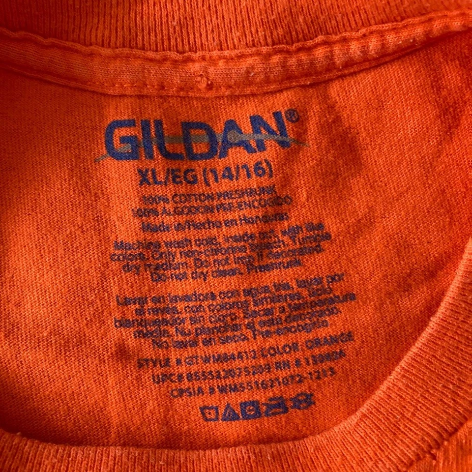 GAME ON Orange T-Shirt Kids GILDAN Size XL(14/16) Crew Neck Short Sleeve Tees - Image 4 of 4