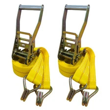 2"x15' Ratchet Tie Down Straps With J Hook 5000LBS (2/4/6 PCS - Long Handle)