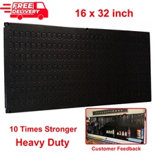 Wall Control Metal Pegboard Pack Powder-Coated Black 1-Panels 32 in. x 16 in.