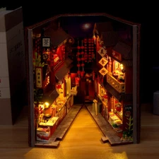 DIY Book Nook China Traditional Cuisine Street Expandable DIY 3D Wooden Puzzle