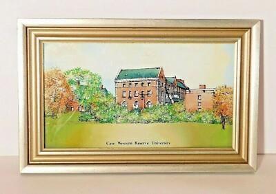 Vtg Eglomise Case Western Reserve University CWRU Reverse Painted Framed Picture