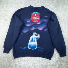 Vintage Coke Sweatshirt Mens Large/Medium 90s Pullover Polar Bears Coca Cola
