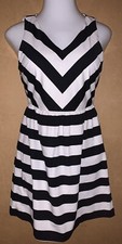 Black & White Stripe Ann Taylor LOFT Sleeveless Lined Dress ~ Size 4