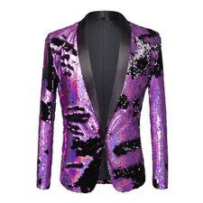 Men Striped Checkered Sequin Suit Stage Costume Suit Nightclub Bar Jacket Coat