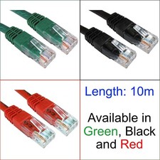 Cables Direct ERT-610 10m CAT6 RJ45 Ethernet Patch Cable UTP Black / Red / Green