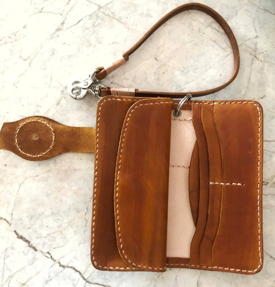 Leather Biker Wallet Chain Handmade Leather Wallet Mens Bifold Wallet Gift 3 - Image 2 of 2