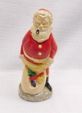 Vtg Santa With Sack Christmas Holiday Decor Figurine Plaster of Paris