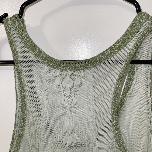 Camiseta sin mangas Free People para mujer talla S verde claro encaje ganchillo - Imagen 9 de 12