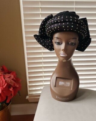 ZHARA Twist African autogele/ Hat, Readytowear  (Black with stones)
