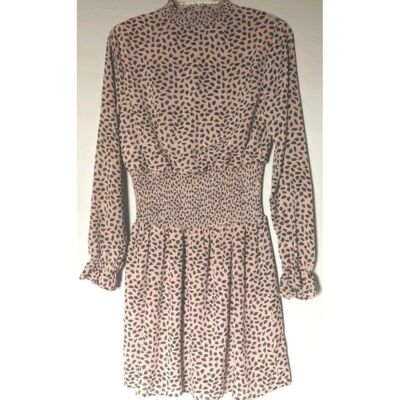 Woman's She + Sky Summer Long Sleeve Dress, Size Small, Rosebrown & Black