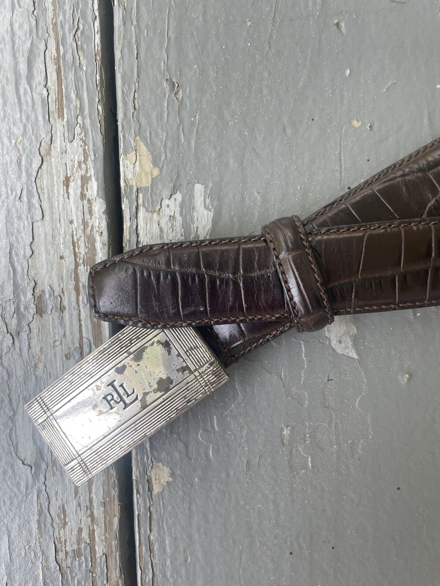 Lauren Ralph Lauren Italian Leather Mens Belt M Brown Croc  display picture 2