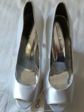 David Bridal SHOES Size 8M White Satin 4" heel new