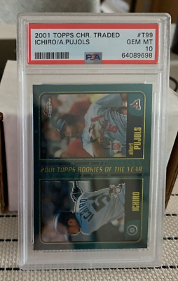 2001 Topps Chrome Traded Albert Pujols Ichiro Suzuki RC Rookie PSA