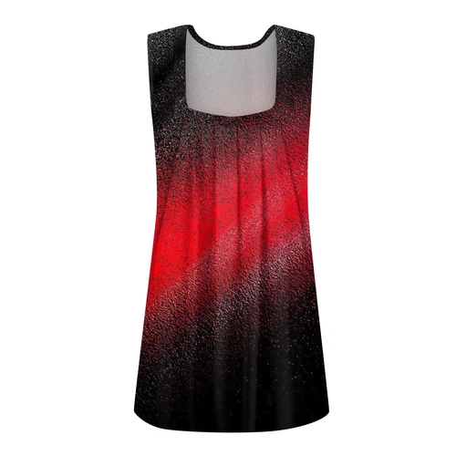 Damen Sommer Plissee Quadratischer Ausschnitt Ärmellos Tank Top Farbverlauf Bedruckt T-Shirt - Bild 45 von 51