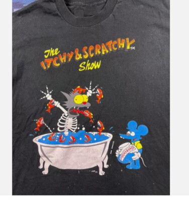 SCREEN STARS / Tシャツ/L/コットン/WHT/90s/THE Itchy&Scratchy show/THE SIMPSONS/アニメ 1993 Itchy And Scratchy Show The Simpsons Cartoon Shirt | eBay