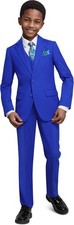 Marvelous World Boys Formal Slim Fit Suit Set adjustable waist royal blue Size 8