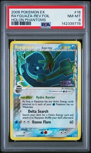 Rayquaza Ex Holon Phantoms Reverse Holo PSA 8 NEW CERT. Pokemon stamped 2006