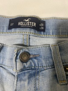 Hollister Women’s Light Blue Denim Skinny Straight Leg Jeans Button Zip Stretch