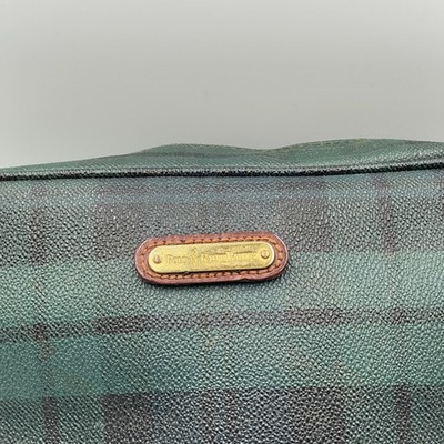 Polo Ralph Lauren Women's Handbag Green Black Plaid Leather Pocket