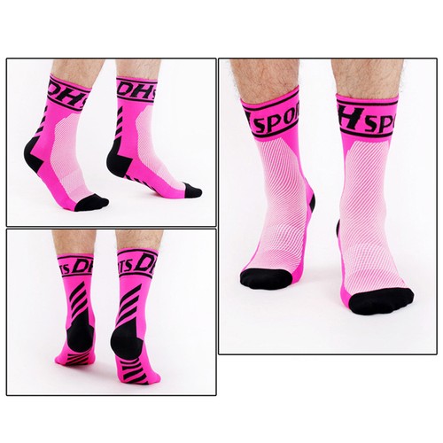 2 Paia Calzini Pro Ciclismo Strada Bici Equitazione Sport Calzini Caviglia Arancione Rosa - Foto 7 di 13