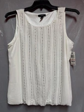 Alfani NWT Women's Cream Sleeveless Top Size 10 with Elastic Blouson Bottom