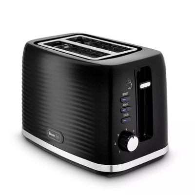 Swan Wave 2-Scheiben-Toaster schwarz Kräuselung strukturierte Oberfläche 7 Bräunung Auftauen Abbrechen