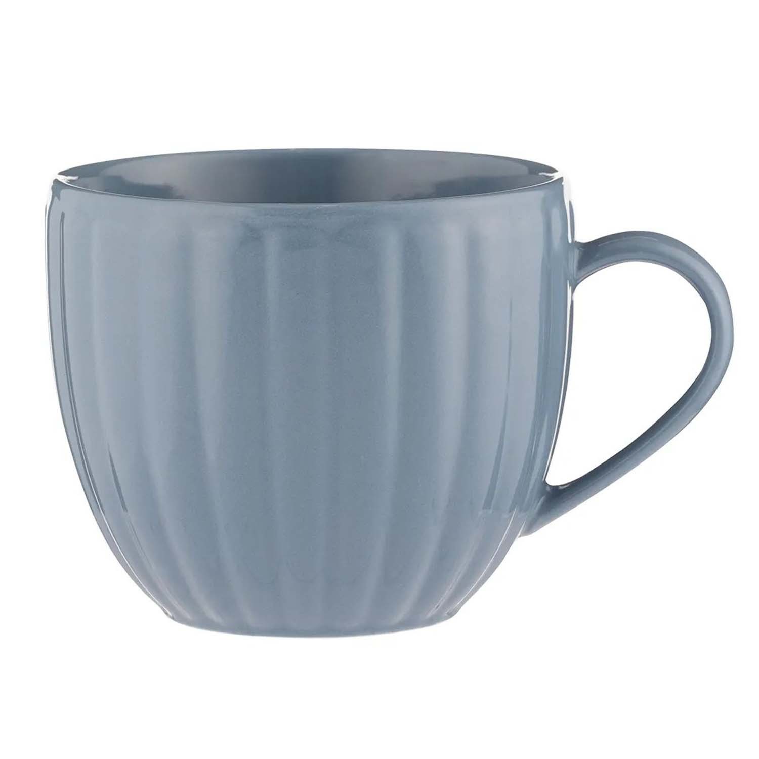 Stoneware Coffee Mug Bluebell Fluted 460ml Cup Tea Choco Hot Beverages Drinkware