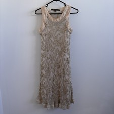 Bleu Blanc Rouge Metallic Knit Midi Evening Dress AU Size 8 10 French Designer