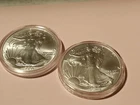Lot of (2) American Silver Eagle Dollars 2021 & 2024 Capsuled Coins BU ASE 🇺🇸