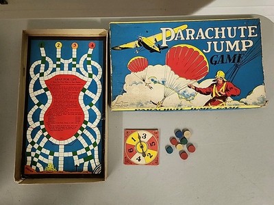 1936 Milton Bradley Parachute Jump Game #4727 Springfield Mass As Found 