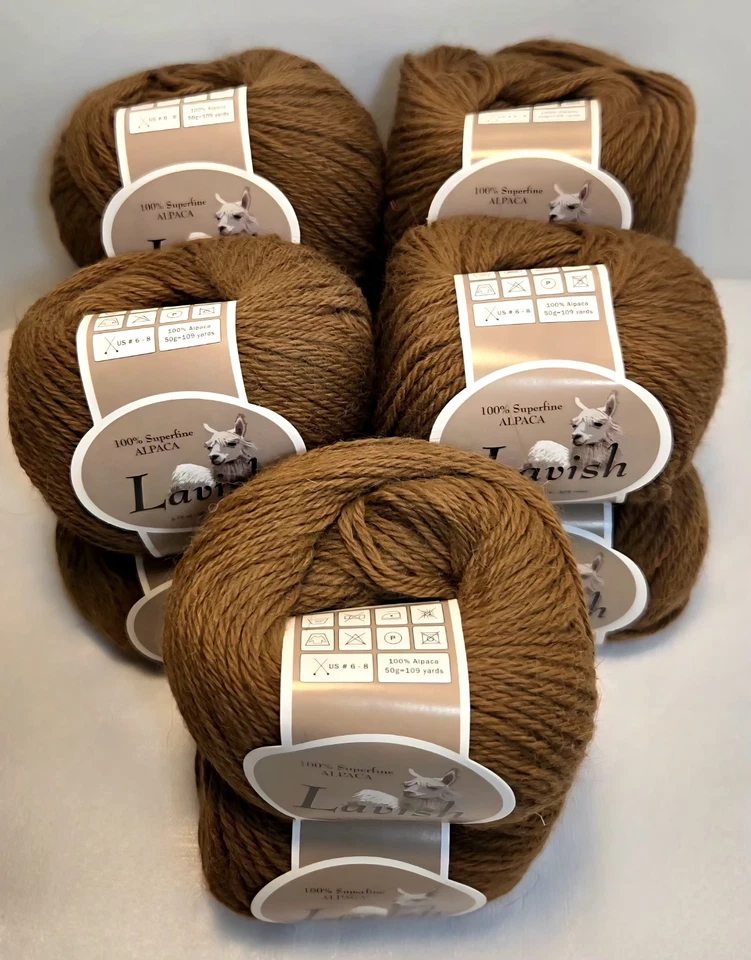 Lavish by IA Group 100% Superfine Alpaca Yarn DK Camel Brown LUXURY 10 Skein Lot - Image 2 of 4