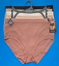 5pc Size M,L Nicole Miller NM6562 Soft 4-Way Stretch Ribbed Briefs Panties Nylon