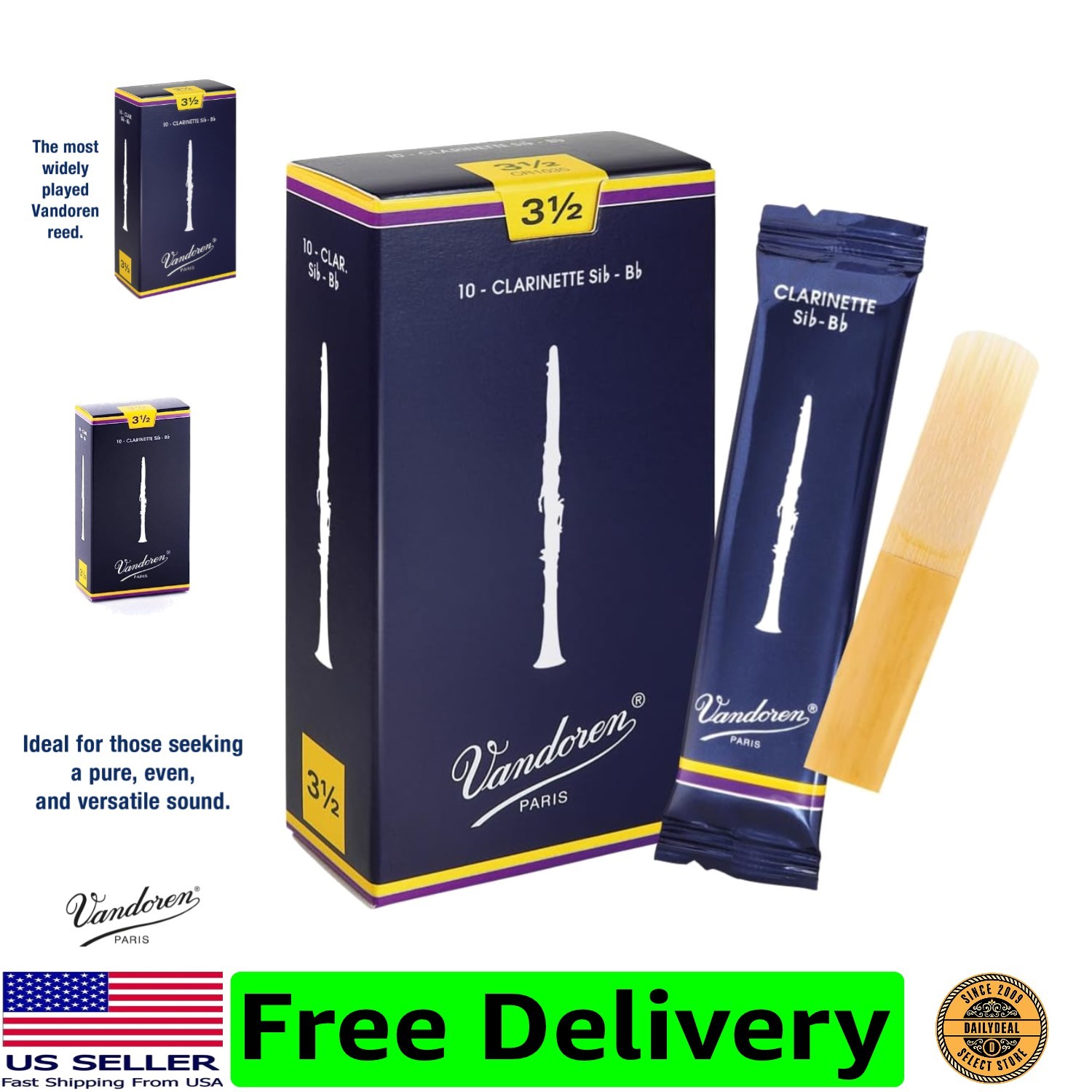 CR1035 Bb Clarinet Traditional Reeds Strength 3.5; Box of 10