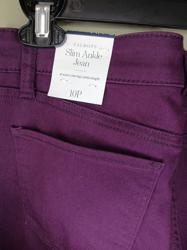 Talbots Slim Ankle Jean 10 Petite Deep Purple Pants Comfort Stretch Slimming - Picture 10 of 11